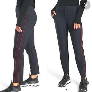 Athleta Black Stellar Novelty Trouser Pants With Red Side Stripe Women's Size 2